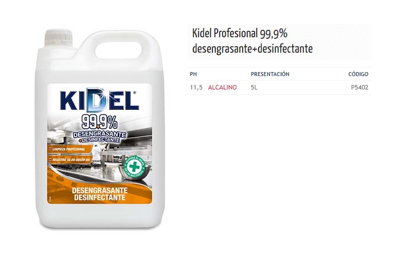 Kidel Profesional 99,9% desengrasante+desinfectante